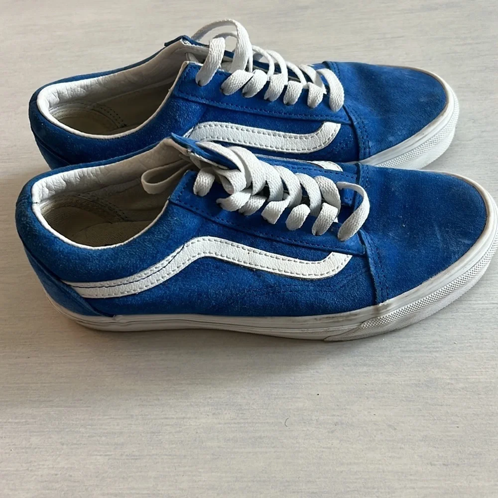 Vans Off The Wall Sneakers Low Top Mens Size 5.5 Womens Size 7 Blue With White